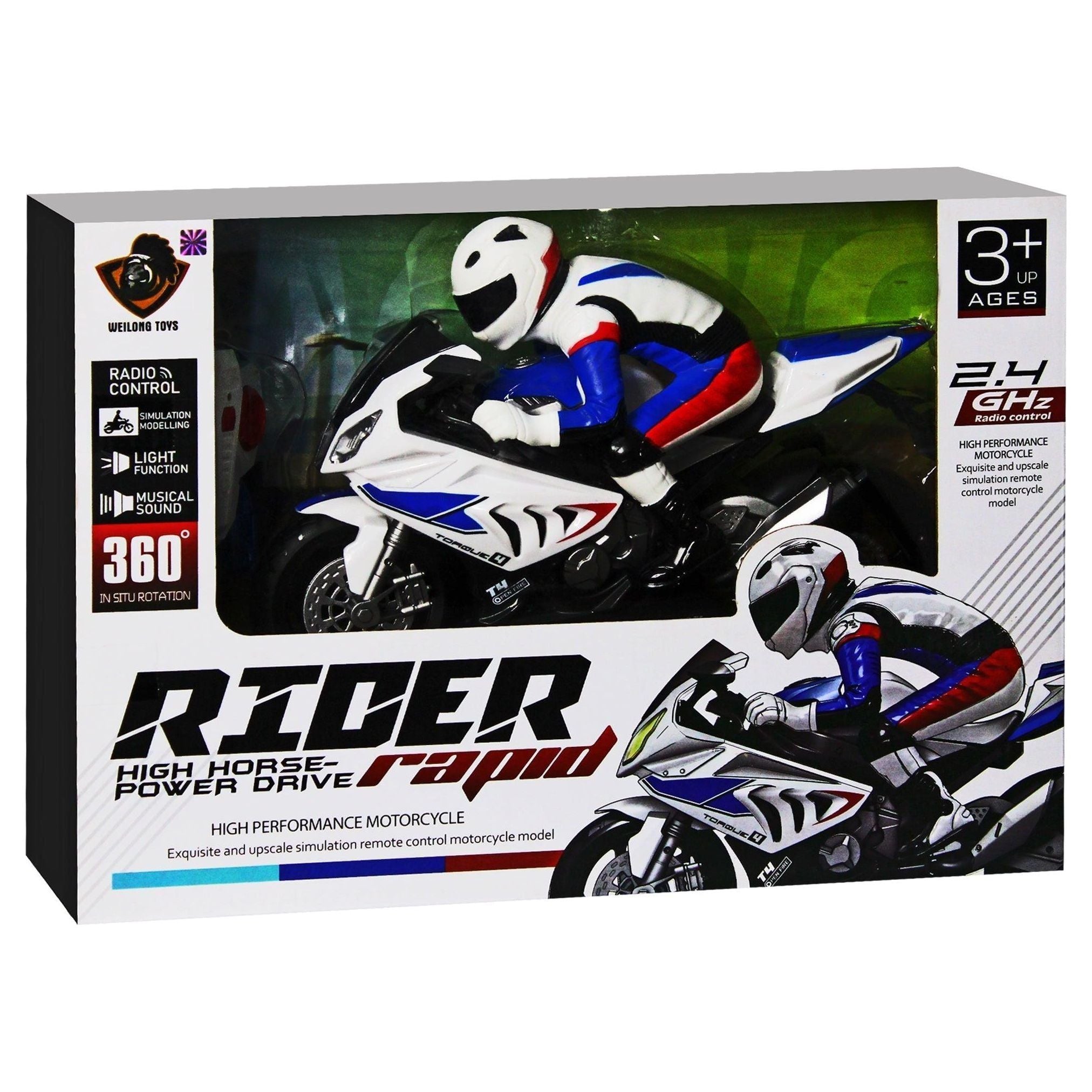 Rider Rapid Motorcycle High Horse Power Drive RC Motorcycle Toy - BumbleToys - 6+ Years, 8-13 Years, Bike, Boys, Motorcycle, Remote Control, Toy House