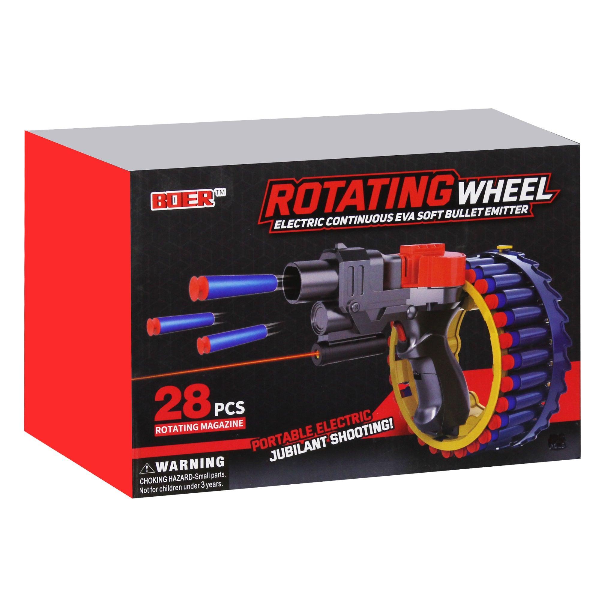 Rotating Wheel Shooter Electric Continuous Eva Soft Bullet Emitter ( 28 PCS ) - BumbleToys - 5-7 Years, 6+ Years, 8+ Years, Blasters, Blasters & Water Pistols, Boys, Guns, Toy House