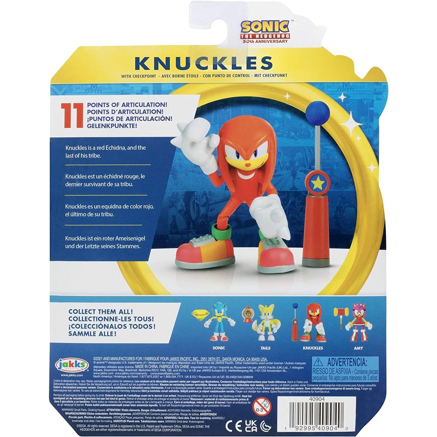 Sonic The Hedgehog 4-Inch Action Figure Modern Knuckles with Blue Checkpoint Collectible Toy - BumbleToys - 5-7 Years, 8-13 Years, Boys, OXE, Pre-Order, Sonic