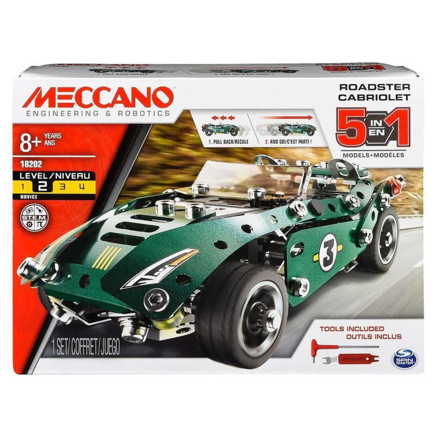 Spin Master STEAM 5 In 1 Meccano - Roadster Pull Back Car