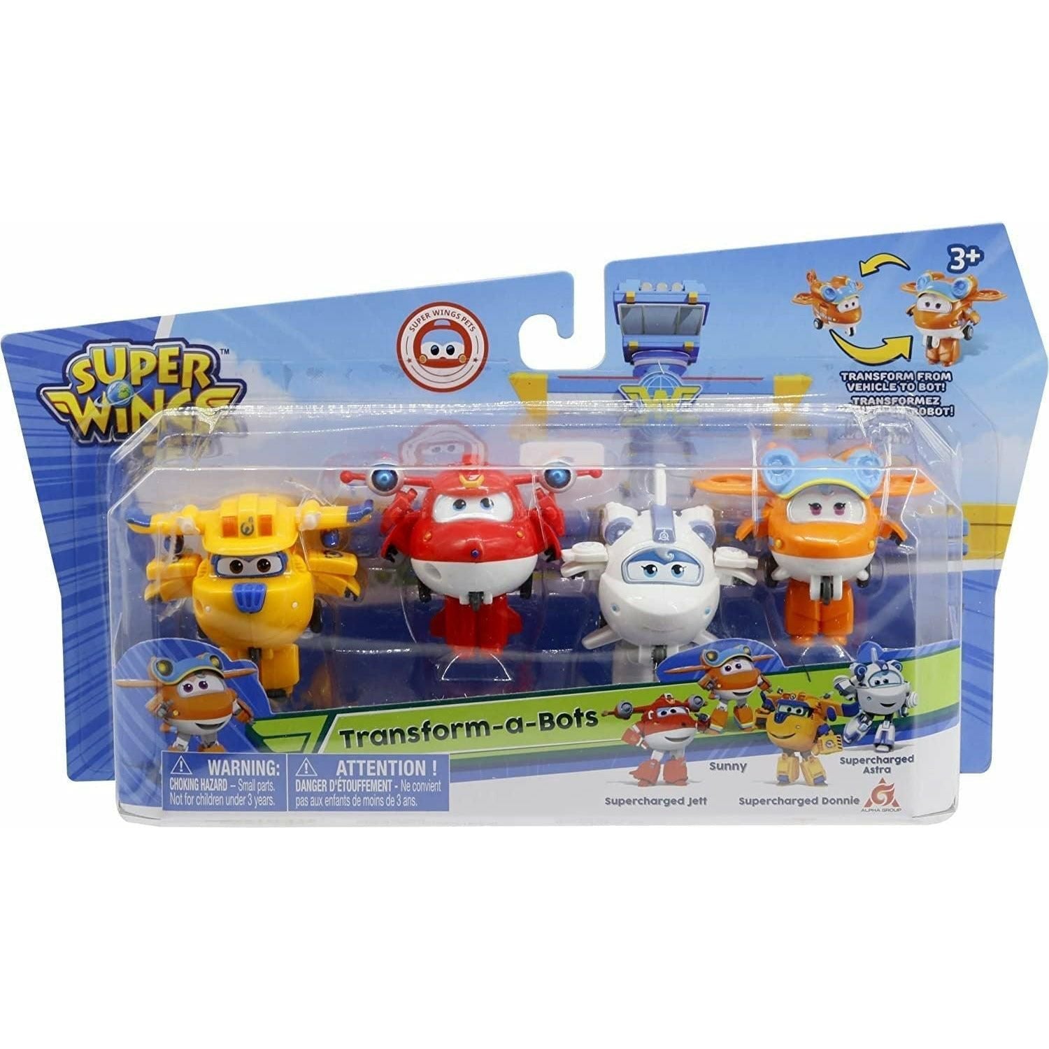 Super Wings 5 Transforming Toys 5-Pack, Supercharged Jett, Supercharged  Paul, Supercharged Dizzy, Golden Boy & Sunny Airplane Toys Action Figures
