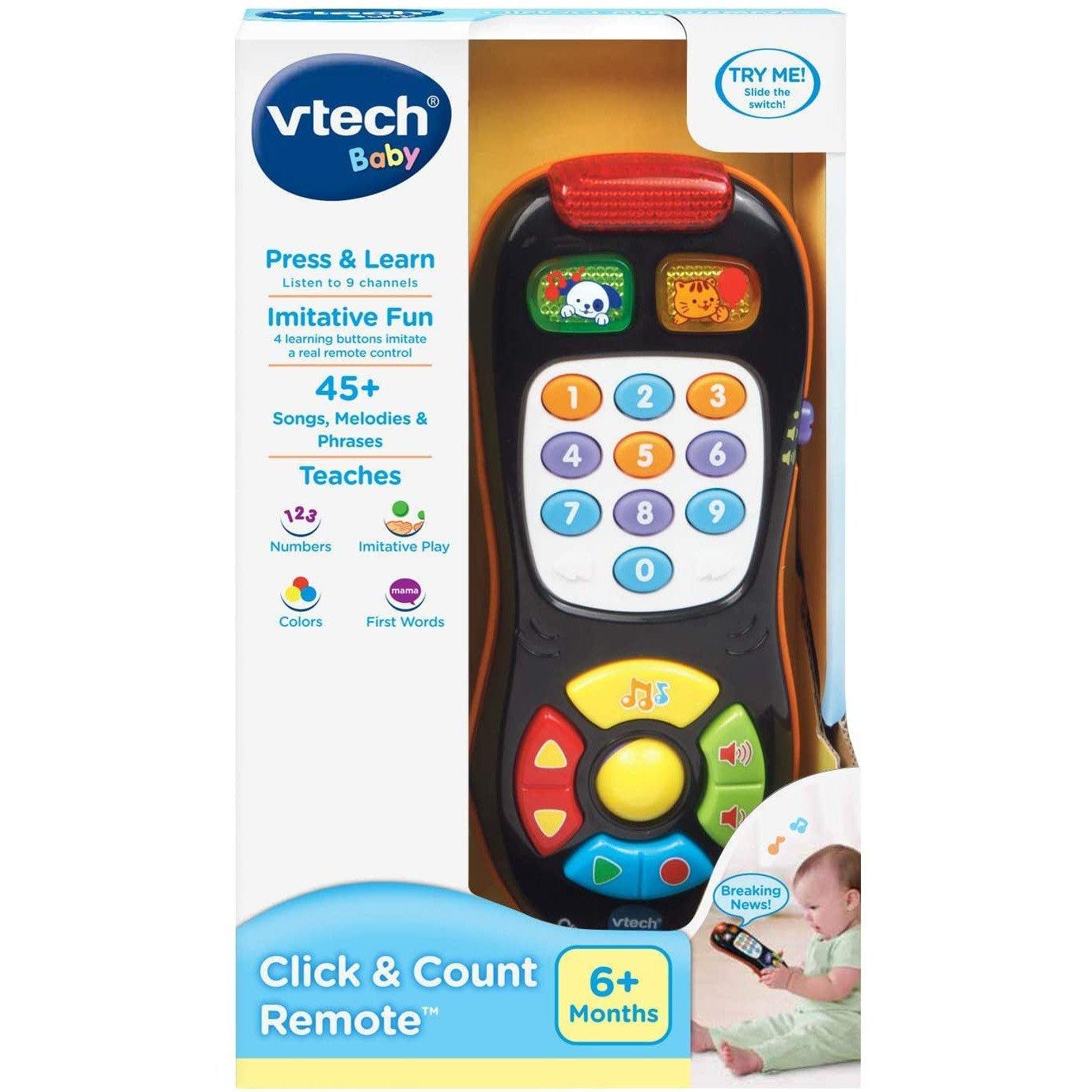 VTech Click & Count Remote, Black - BumbleToys - 6M+, Blankets, Eagle Plus, OXE, Unisex