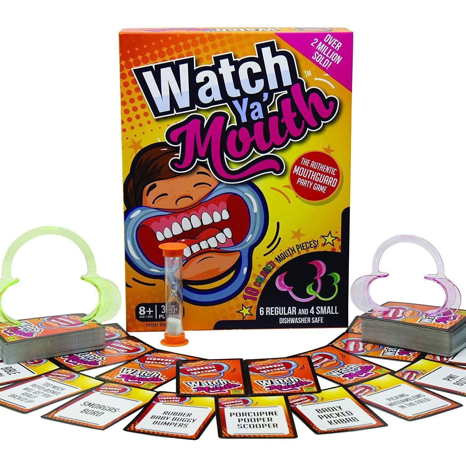 Watch Ya' Mouth Family Edition - The Authentic, Hilarious, Mouthguard Party Game - BumbleToys - 8-13 Years, Card & Board Games, Puzzle & Board & Card Games, Unisex