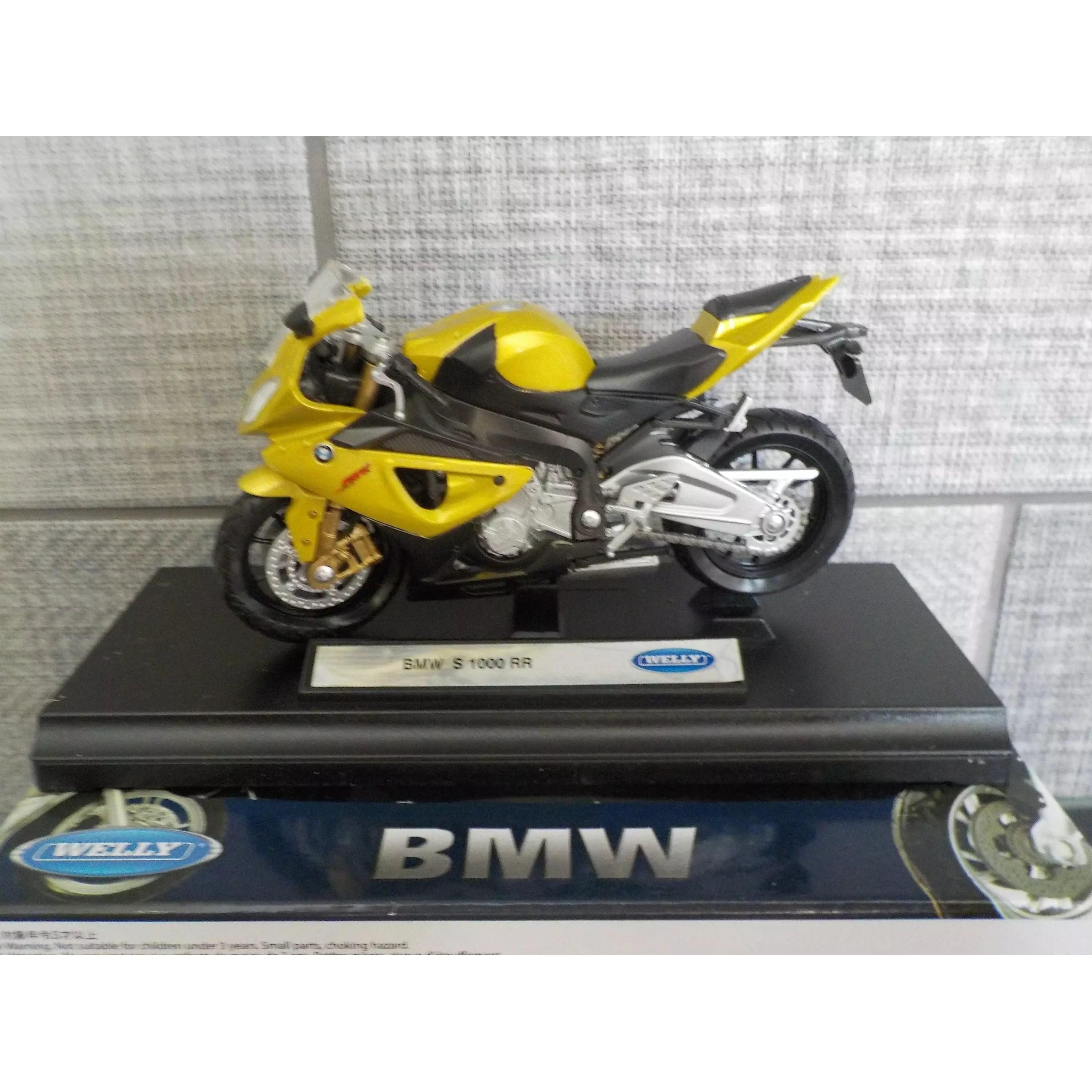 Welly Die Cast Motorcycle Yellow BMW S 1000 RR 1:18 Scale - BumbleToys - 14 Years & Up, 5-7 Years, 8+ Years, 8-13 Years, Bike, Boys, Motorcycle, Pre-Order