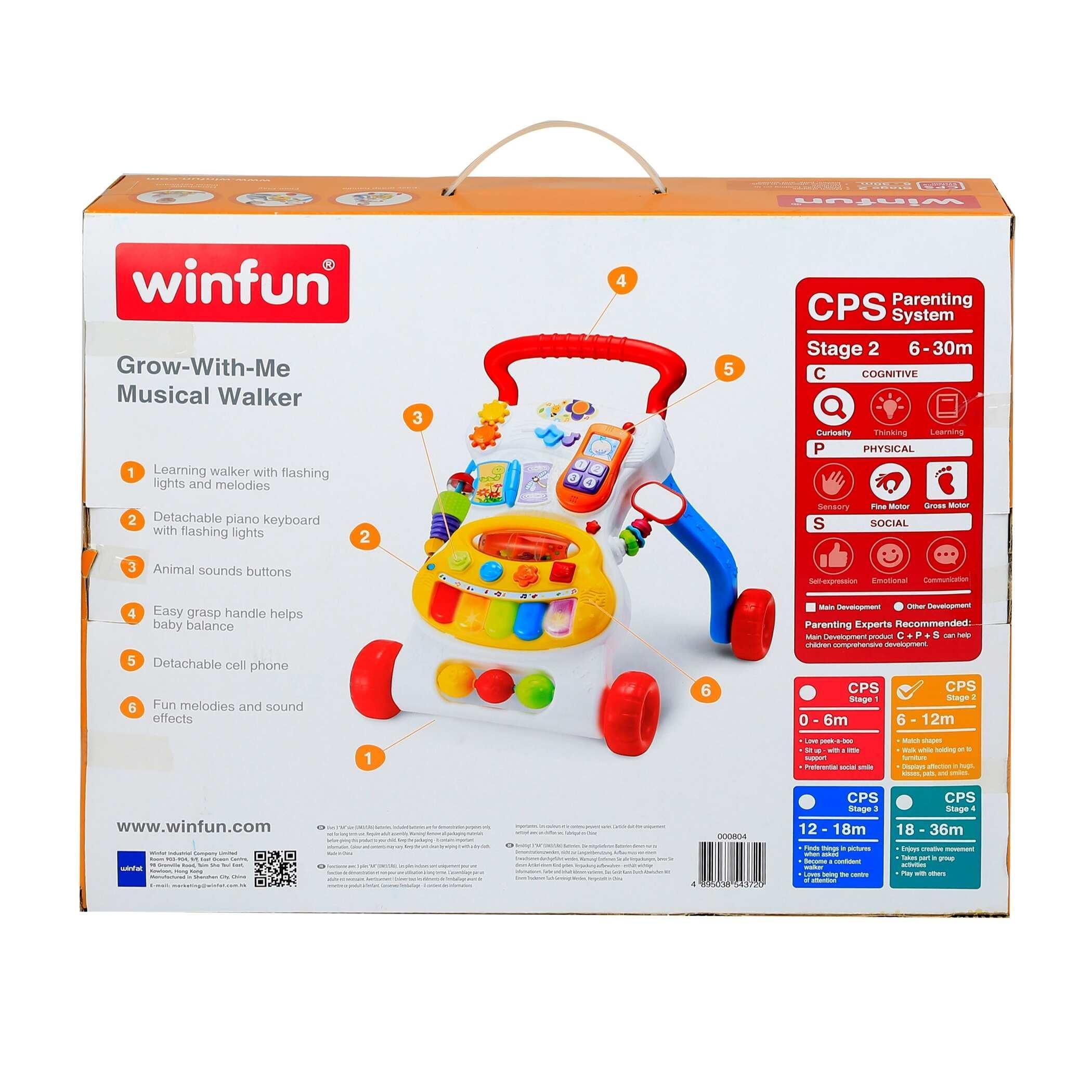 WinFun Grow-with-Me Musical Walker - BumbleToys - 2-4 Years, Cecil, Unisex, Walker