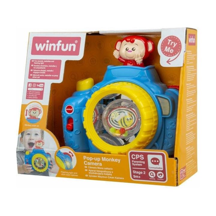 Winfun Pop-up Monkey Camera - BumbleToys - 0-24 Months, Babies, Baby Saftey & Health, Boys, Cecil, Girls, Nursery Toys, Rattles, Unisex