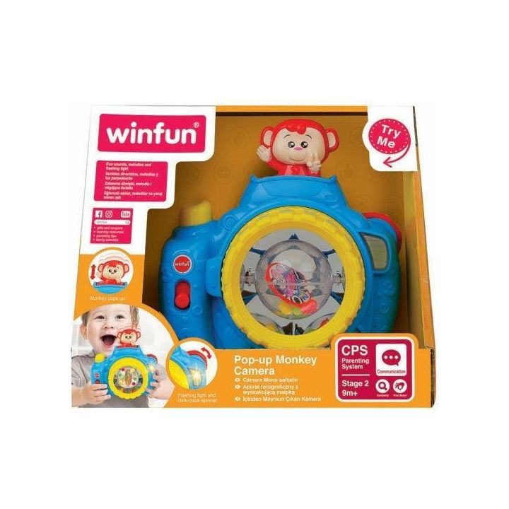 Winfun Pop-up Monkey Camera - BumbleToys - 0-24 Months, Babies, Baby Saftey & Health, Boys, Cecil, Girls, Nursery Toys, Rattles, Unisex