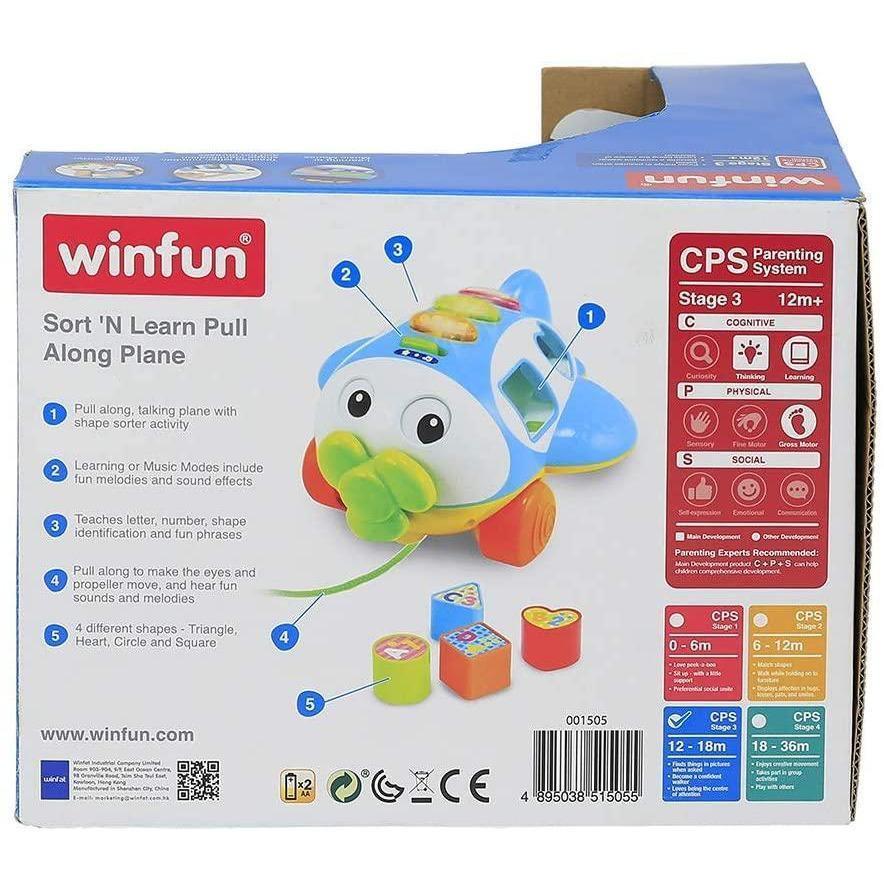 WinFun Sort 'N Learn Pull Along Plane - BumbleToys - 2-4 Years, Boys, Cecil, Learning Toys, Unisex