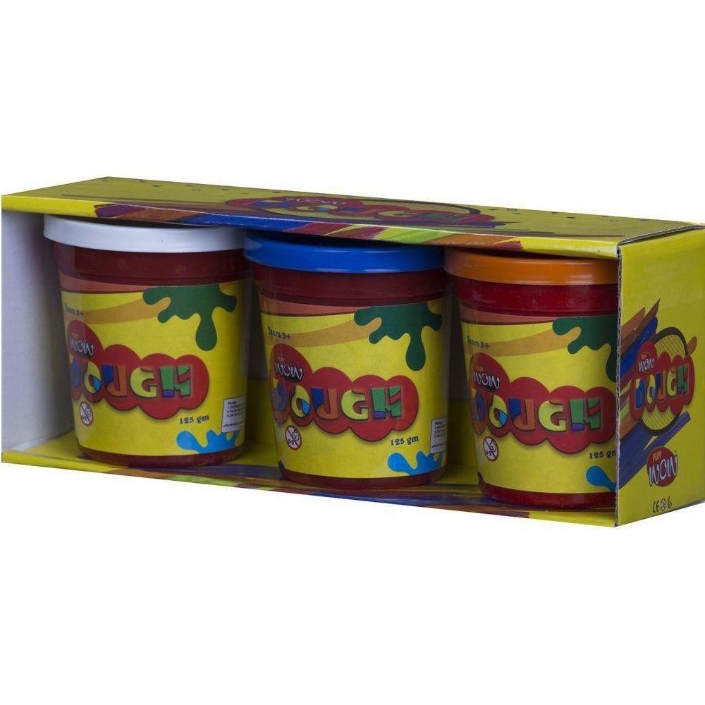 Wow Play Dough 3 Can Set - 125 gm - BumbleToys - 5-7 Years, Arabic Triangle Trading, Make & Create, Play-doh, Unisex