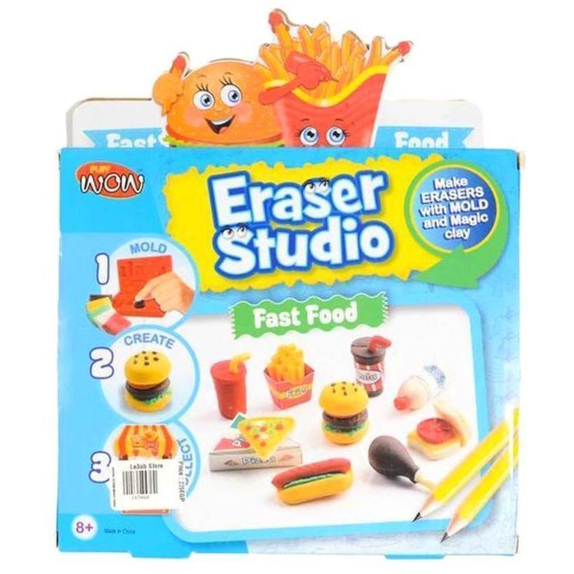 Wow Play Eraser Studio Fast Food Clay Modeling Toy - BumbleToys - 5-7 Years, Arabic Triangle Trading, Boys, Girls